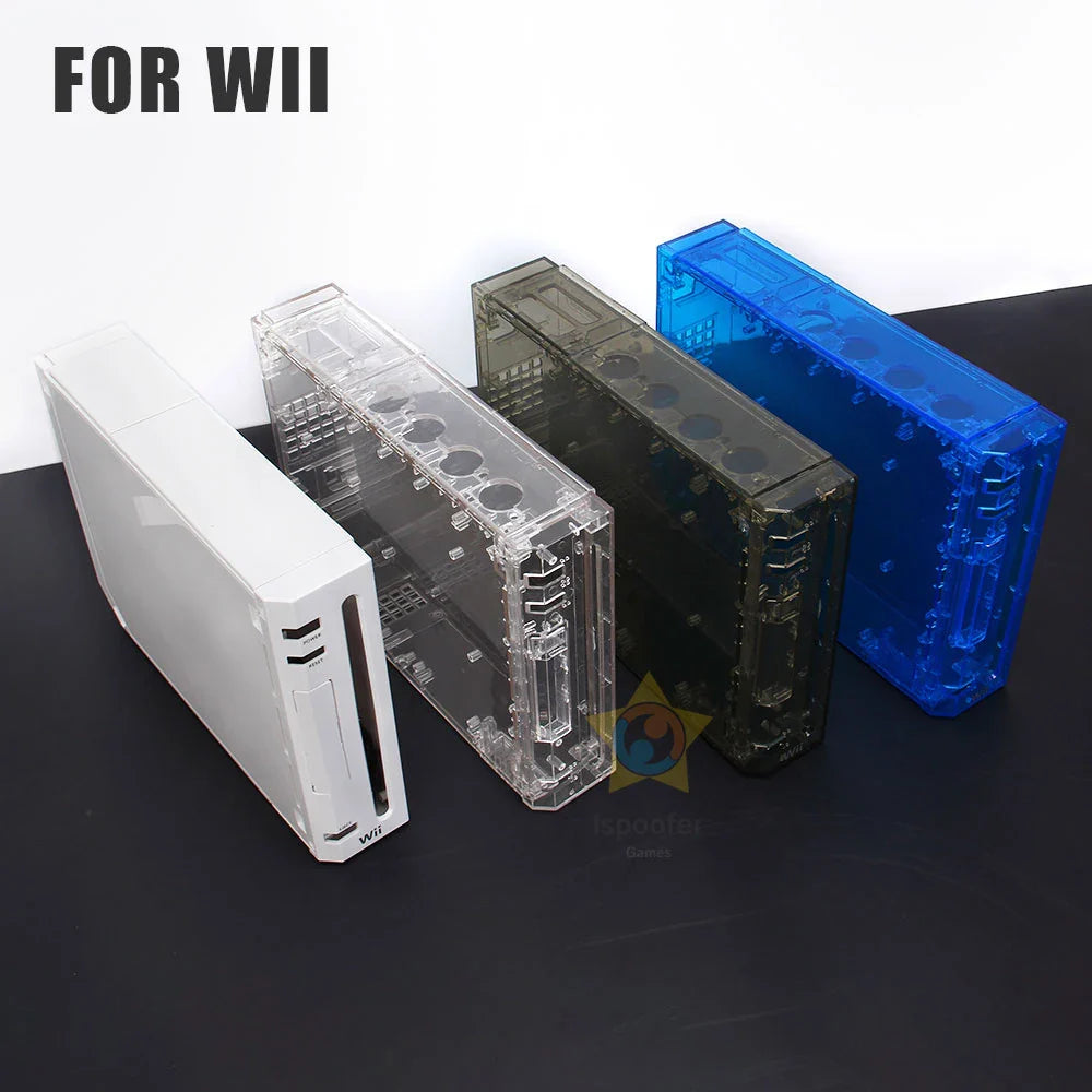 TRN Black Full Case Cover for Wii – Transparent Housing Shell with Buttons for Nintendo Wii Game Console