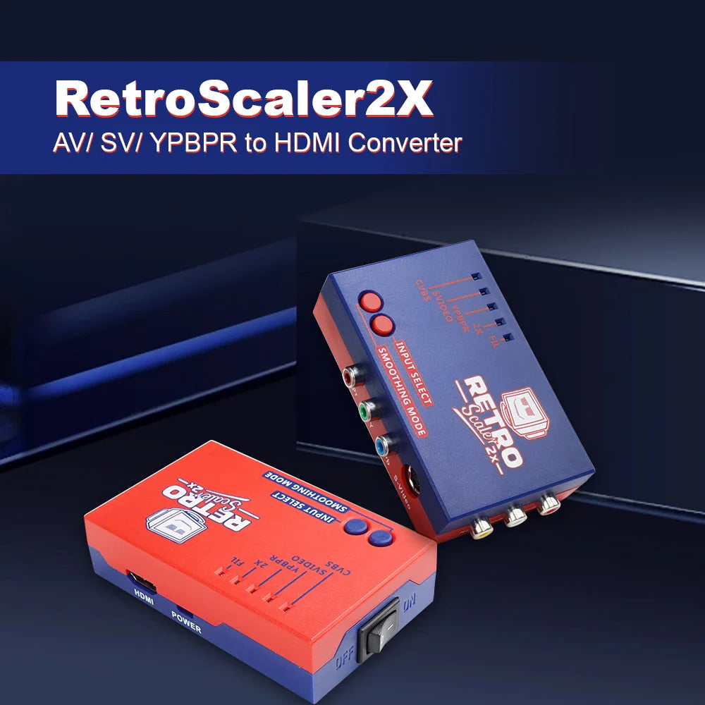 RetroScaler2x AV to HDMI Converter – Line-Doubler for PS2, N64, NES, Dreamcast, Saturn, MD1, MD2 Retro Game Consoles