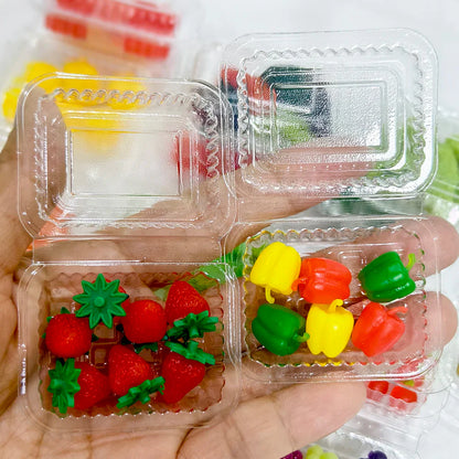 Miniature Dollhouse Food Set – Simulated Fruits & Vegetables for BJD & Blythe Dolls (Grape, Meat, Orange, Radish)