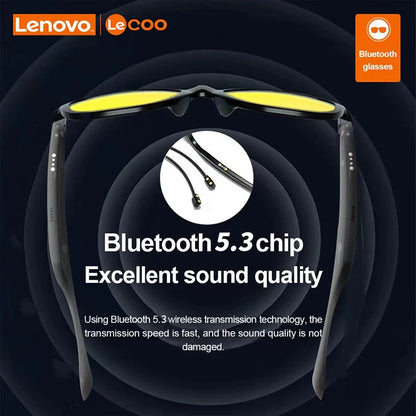 Lenovo Lecoo C8 Lite Bluetooth 5.3 Sunglasses – Wireless HiFi Earphones, HD Calls, Anti-Blue Light for Outdoor & Driving