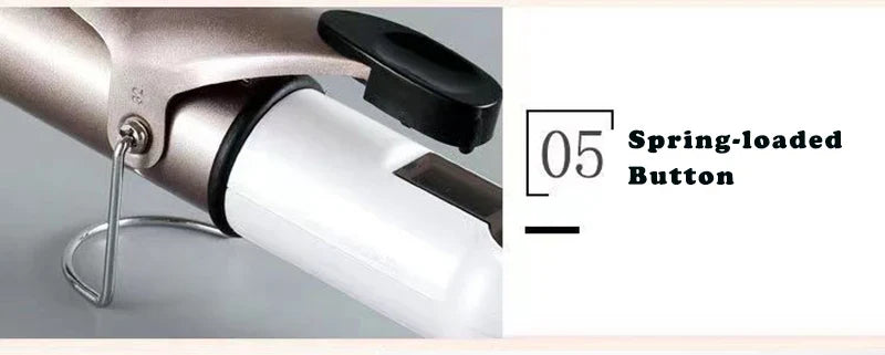 Professional Electric Hair Curler – 9-38mm Temperature Adjustable Curling Iron Wand with LCD Display