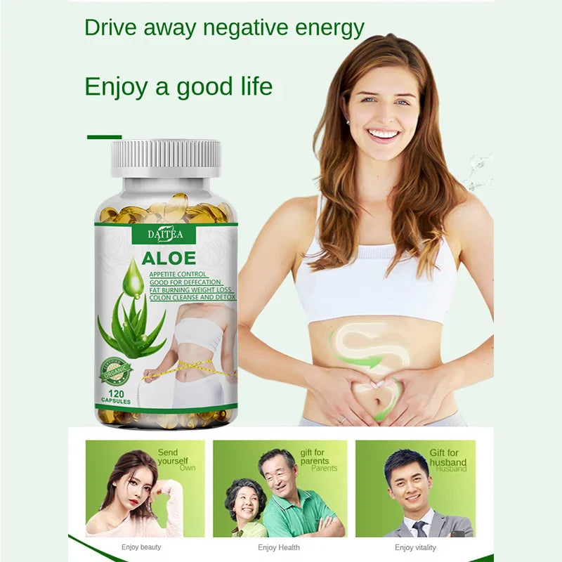 Aloe Vera Extract Capsules – Maximum Strength Detox, Acidity Balance & Immune Support, 120 Capsules