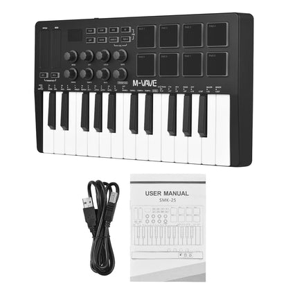 M-VAVE 25 Key MIDI Control Keyboard – Portable USB, Velocity-Sensitive Keys, 8 RGB Pads, 8 Knobs