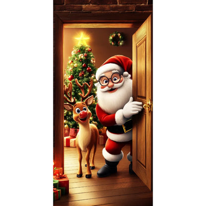 Christmas Fabric Door Banner – Merry Christmas Hanging Background for Photo Booth, Xmas Decor & Photography Props