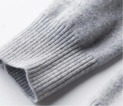 Men’s Classic V-Neck Pullover Sweater – 2024 Autumn Winter Cashmere-Cotton Blend Warm Jumper