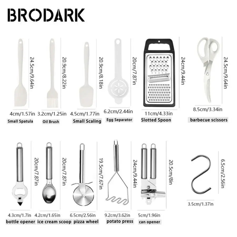 44pcs Premium Silicone Kitchen Utensil Set – Wooden Handles with Knife, Heat-Resistant Non-Stick Cooking Tools