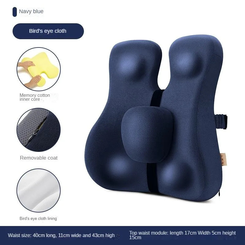 Memory Foam Seat Cushion & Back Support Pillow Set — Orthopedic Ergonomic Coccyx, Hip & Lumbar Relief for Office Chair & Car
