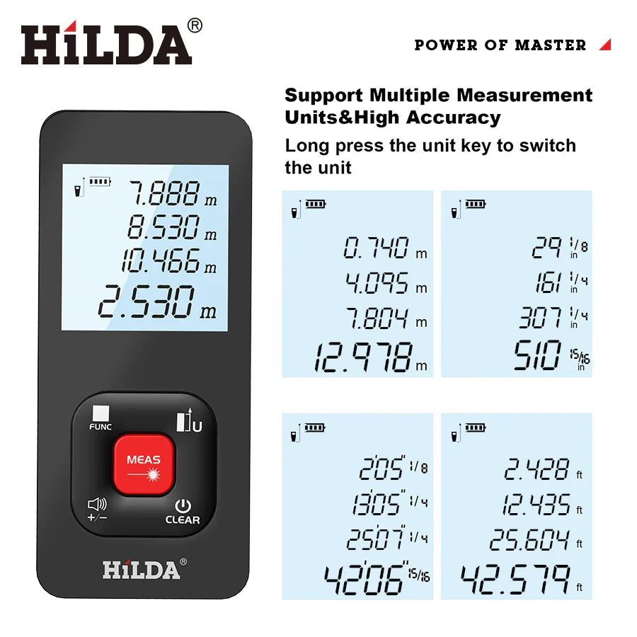 HILDA Laser Distance Rangefinder – 50M/100M/120M Professional Laser Measuring Tool