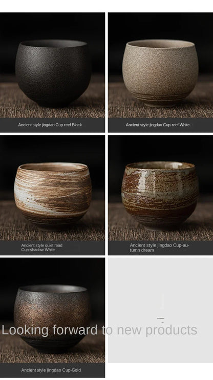 Japanese Handmade Stoneware Tea Cup – Small Kung Fu Single Teacup Vintage Style