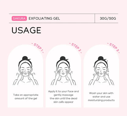 Sakura Exfoliating Peeling Gel — Moisturizing Nourishing Facial Scrub Cream for Skin Care, 30g/50g