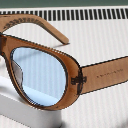 Fashion Retro Oval Large Frame Sunglasses — Minimalist Design UV-Resistant Eyewear for Women