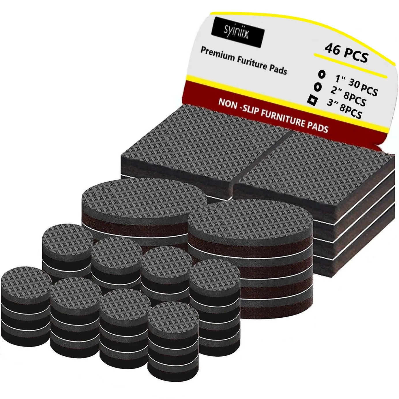 44PCS Non-Slip Furniture Grippers – Self-Adhesive Rubber Pads for Legs & Hardwood Floor Protection