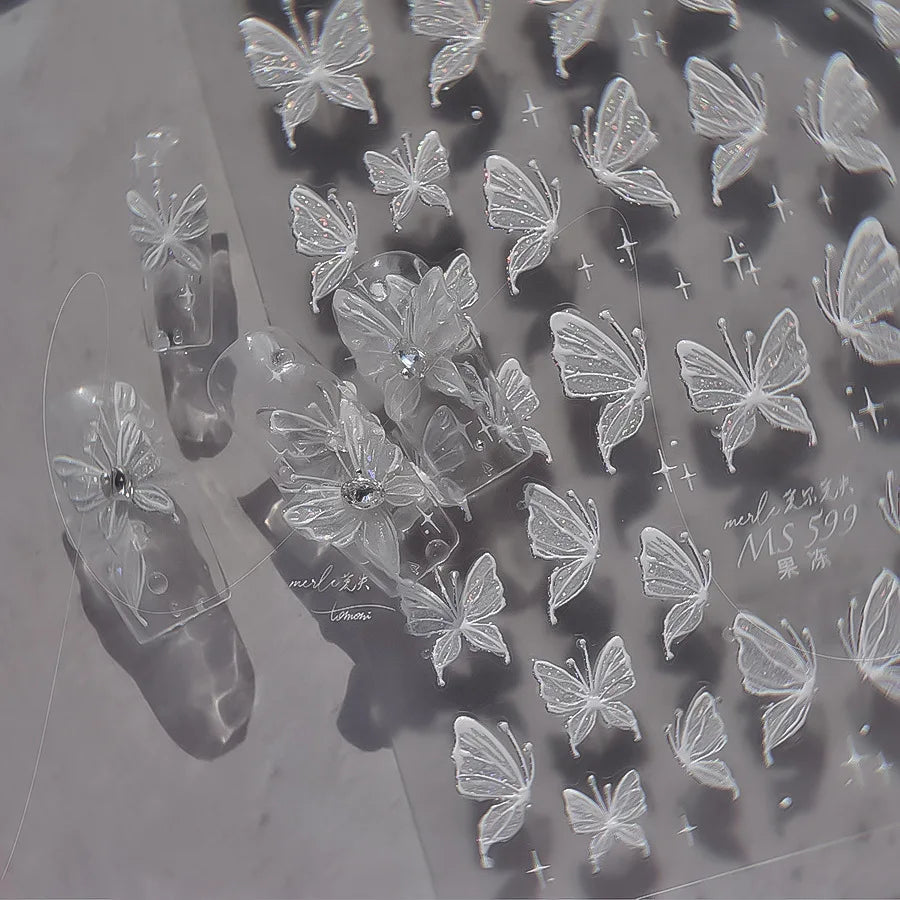 5D Glitter Butterfly Nail Sticker – Kawaii Aurora Nail Art Decal for DIY Manicure & Nail Decorations
