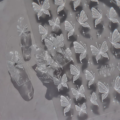 5D Glitter Butterfly Nail Sticker – Kawaii Aurora Nail Art Decal for DIY Manicure & Nail Decorations