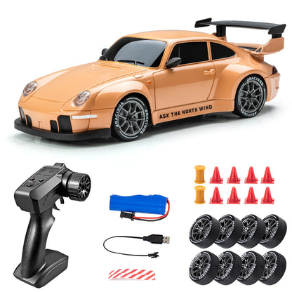1:24 RC Drift Car - 20KM/H 4WD High Speed Remote Control Car with LED Lights & Extra Tires