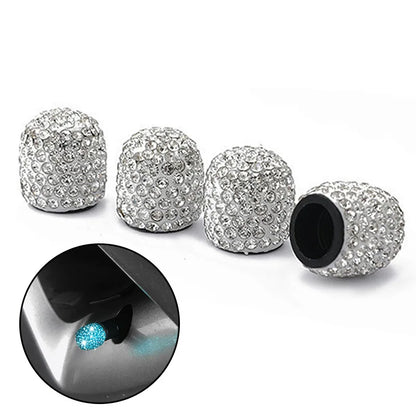 4pcs Diamond Car Tire Valve Caps: Sparkling Dust-Proof Wheel Valve Covers | Bling Crystal Styling Accessories