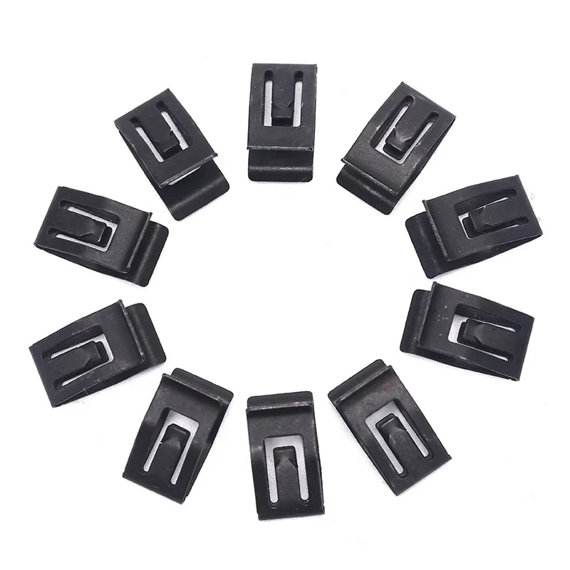 10Pcs Universal Car Front Console Trim Clips - Black Metal Rivet Fasteners for Dashboard Auto Retainer