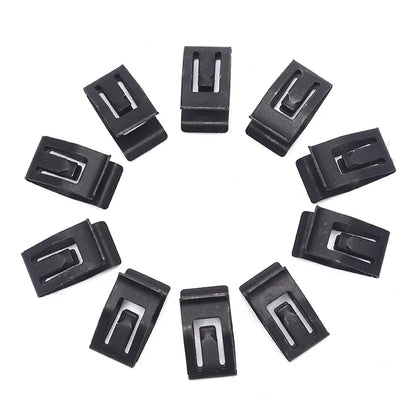 10Pcs Universal Car Front Console Trim Clips - Black Metal Rivet Fasteners for Dashboard Auto Retainer