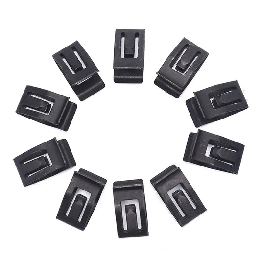 10Pcs Universal Car Front Console Trim Clips - Black Metal Rivet Fasteners for Dashboard Auto Retainer