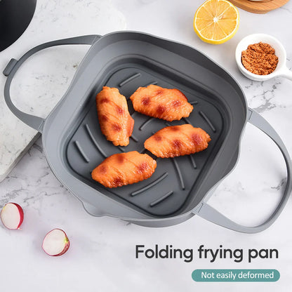 Silicone Baking Tray for Air Fryer Oven - Reusable Pizza and Fried Chicken Basket Molds - Grill Pan Accessories and Tool