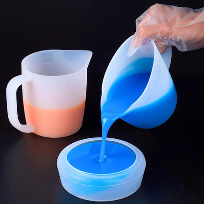 500ml Silicone Mixing Cup with Handle & Scale – Reusable DIY Epoxy Resin & Pigment Measuring Tool, Easy Clean Soft Pour Cup