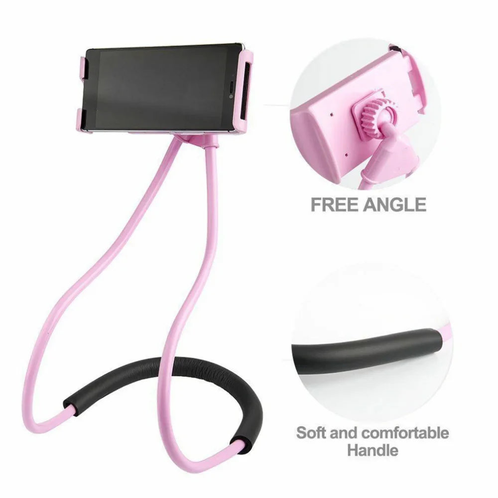 STONEGO Extendable Neck Hanging Selfie Stick Holder - Universal Mobile Phone Rack with 360° Rotating Mount for Hands-Free Convenience