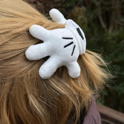 White Fluffy Palm Hair Clip - 3D Cute Oversized Hairpin, Soft Hair Accessory & Gift