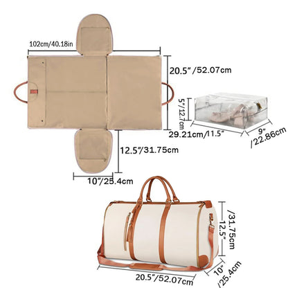 Foldable Women's Carry-On Travel Bag - Large PU Leather Duffel for Business & Clothing Storage