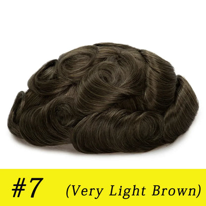 Ultra Thin Skin 0.03mm Men’s Toupee Human Hair Wig – Natural Hair Replacement System Lightweight Male Hairpiece