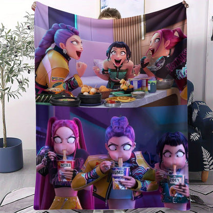 K-Pop Demon Hunters Flannel Blanket – 31 Styles Anime Throw for Home, Travel & Camping Fan Gift