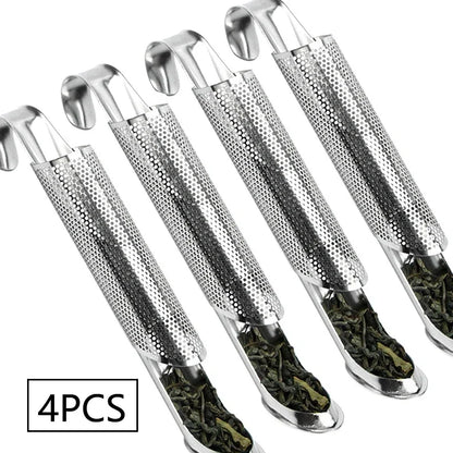 New Tea Strainer – Stainless Steel Infuser Pipe Design with Holder, Tea Spoon, and Filter for Perfect Brew