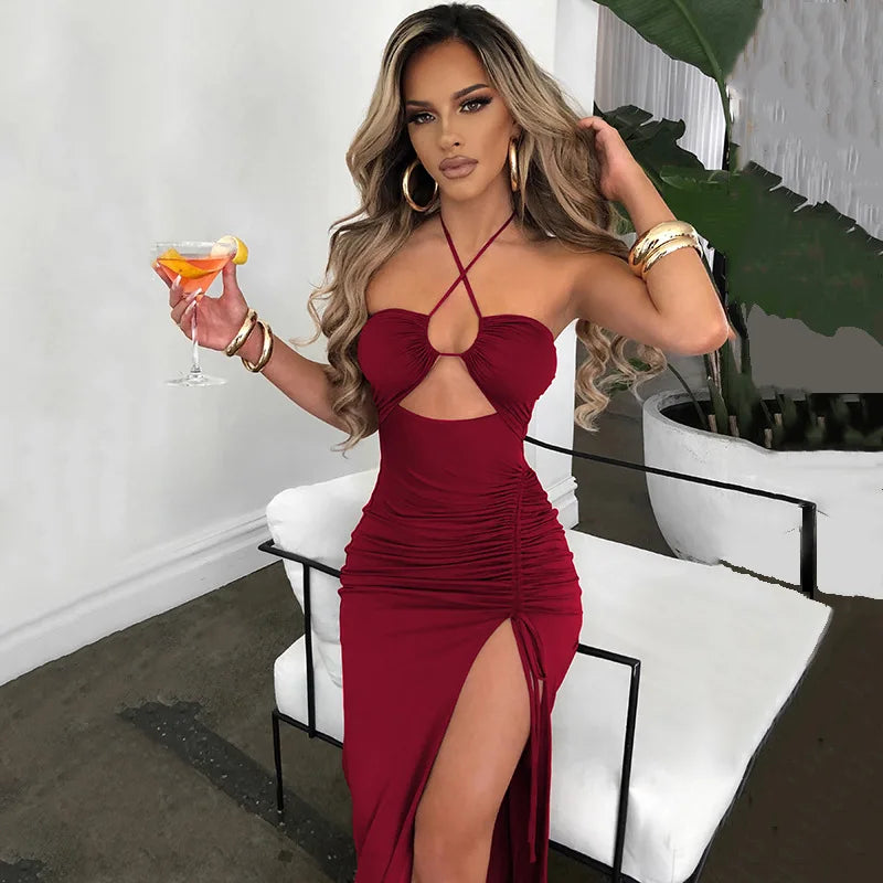 Women's Sleeveless Bodycon Midi Dress – Sexy Backless Night Club Party Slim Fit Elegant Dress