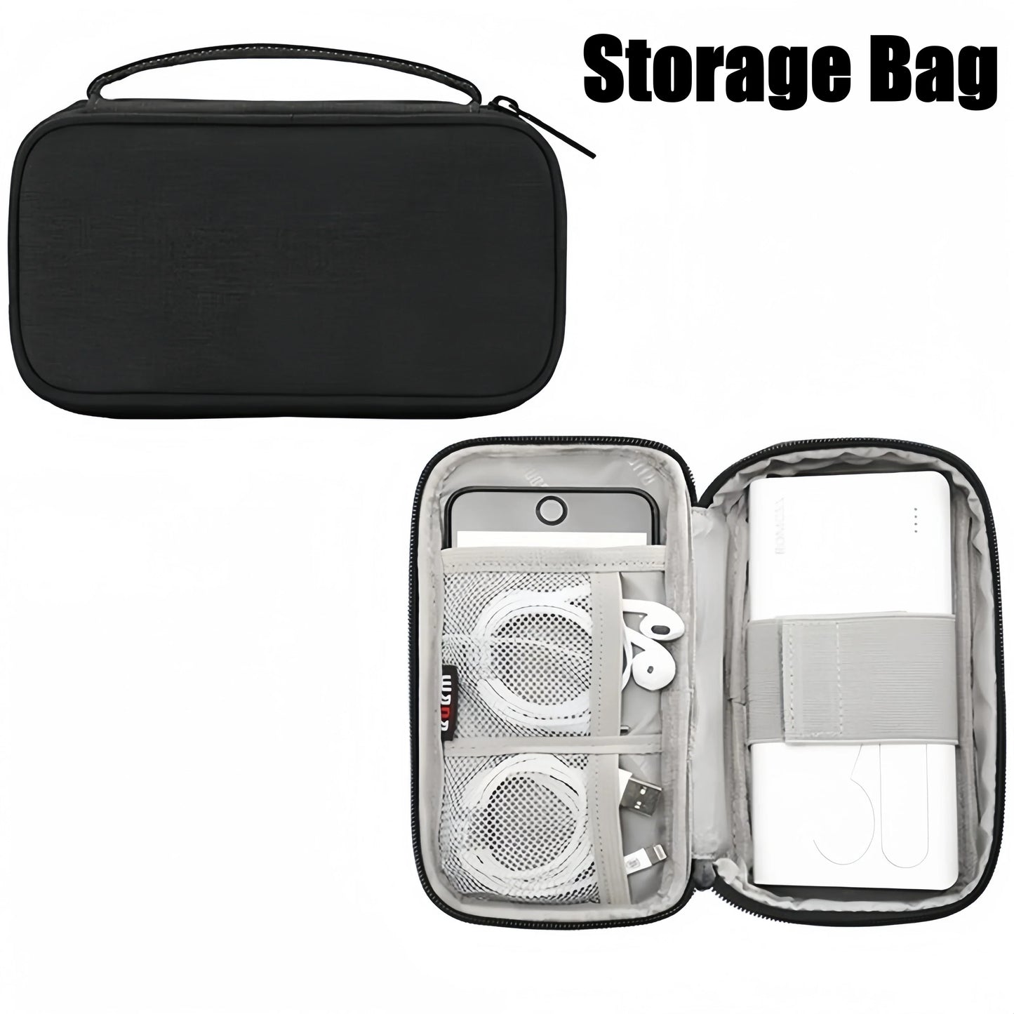 Portable Travel Cable Organizer Bag – Multifunctional Zipper Case for USB Gadgets, Chargers & Accessories