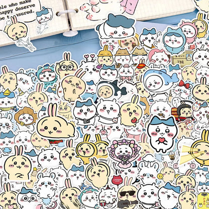 100PCS Kawaii Cartoon Sticker Pack - Cute Jiikawa Graffiti Decals for Laptop, Desk, Scrapbook & Stationery Decor