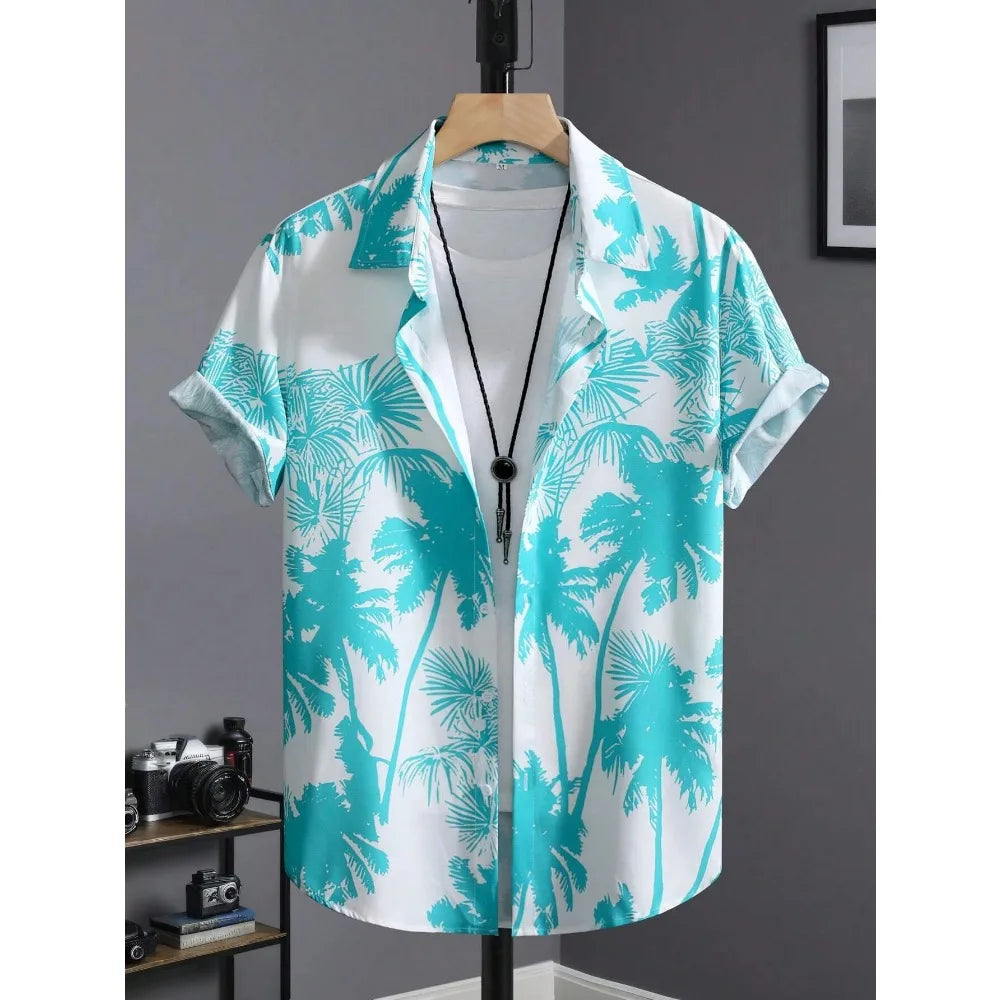 Men’s Hawaiian Print Shirt - Casual Slim Fit Beach Shirt with Vintage Oversized Style