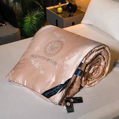 100% Mulberry Silk Handmade Comforter – Winter Warmth, Spring & Autumn Blanket, Thickened Single/Double Quilt for Home & Hotel