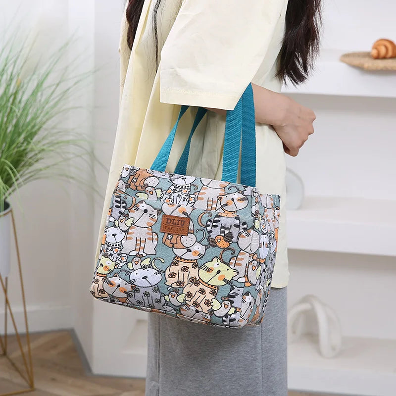 Cute Cartoon Insulated Lunch Bag – Large Capacity Bento Cooler for School, Work & Travel