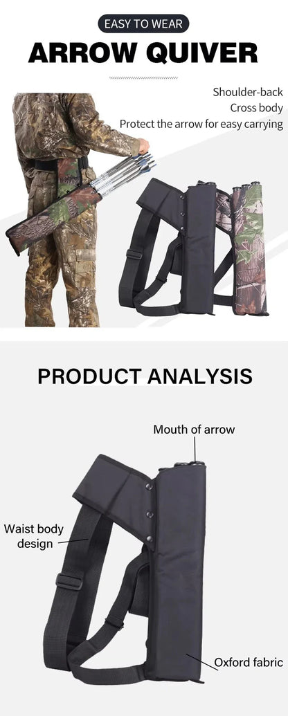 Archery 3-Tube Hip Quiver with Adjustable Belt – Arrow Carry Bag for Hunting & Target Shooting