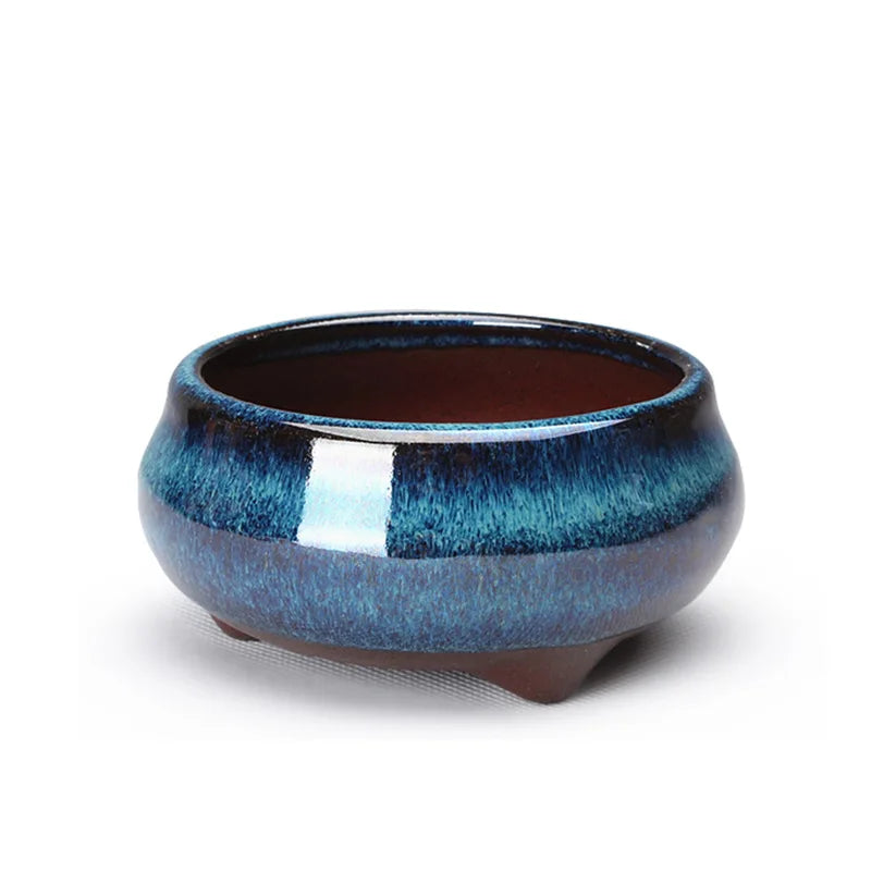 Breathable Ceramic Bonsai Pots - Stoneware Flowerpots with Drainage Holes for Garden Plants