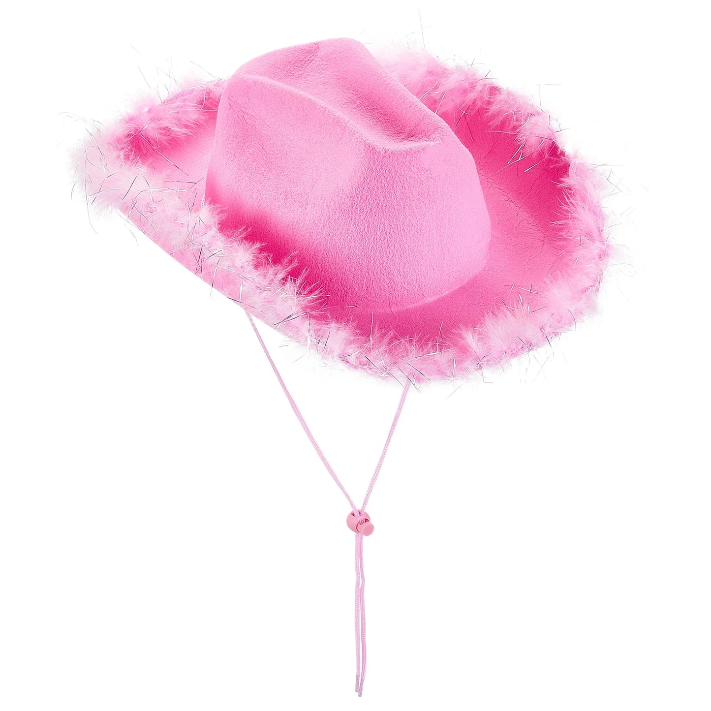 Women's Cowboy Hat – Wide Brim Solid Color with Furry Trim for Parties & Outings