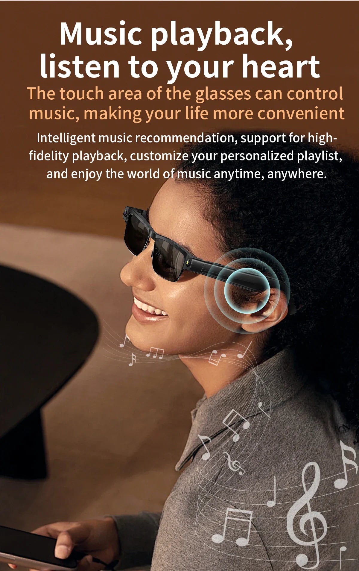 AI Smart Camera Glasses — 8MP with Bluetooth for Calls & Music, Object Recognition, and AI Translation