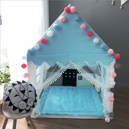 Kids Princess Play Tent - Foldable Pink Castle Tipi for Baby Playroom & Room Decor
