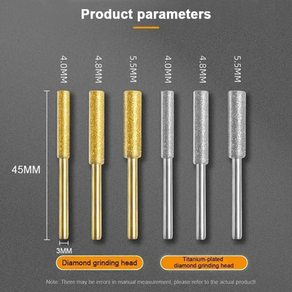 3/4/5/6Pcs Diamond Coated Cylindrical Burr Chainsaw Sharpener Stones – 4mm/4.8mm/5.5mm Grinding Files for Chain Saw Carving & Sharpening Tools