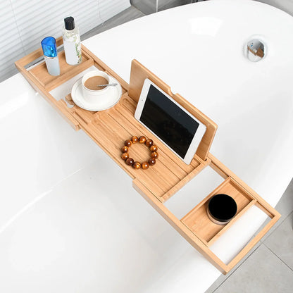 Expandable Bathtub Rack Tray – Bath Shelf Organizer for Soap, Drinks, & Tealights