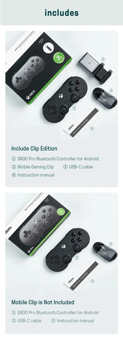 8BitDo SN30 Pro Controller for Xbox Cloud Gaming | Android with Clip (US/EU)