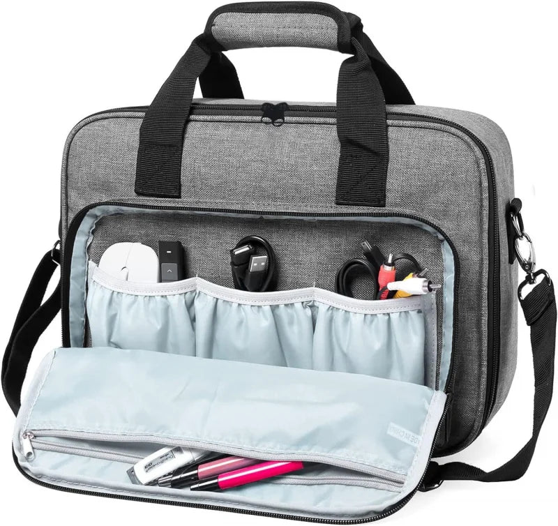 Universal Projector Storage Bag – Thickened Travel Case Handbag for Epson, BenQ & ViewSonic, Grey