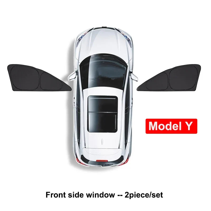 Tesla Model Y 2024 Window Sunshade - Privacy Front & Rear Side Window Shield Cover with UV Protection for Camping & Travel