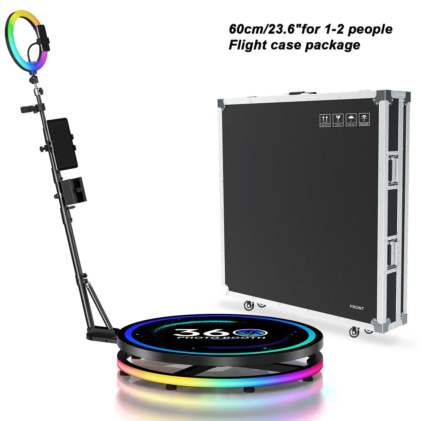 360° Rotating Photo Booth Machine – Portable Automatic Selfie Booth with App Control for Parties & Events