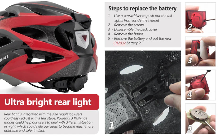 VICTGOAL Bicycle Helmet for Men - With Taillight, Magnetic Goggles, UV400 Lens & Sun Visor, MTB & Electric Scooter Bike Safety Helmet