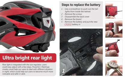 VICTGOAL Bicycle Helmet for Men - With Taillight, Magnetic Goggles, UV400 Lens & Sun Visor, MTB & Electric Scooter Bike Safety Helmet